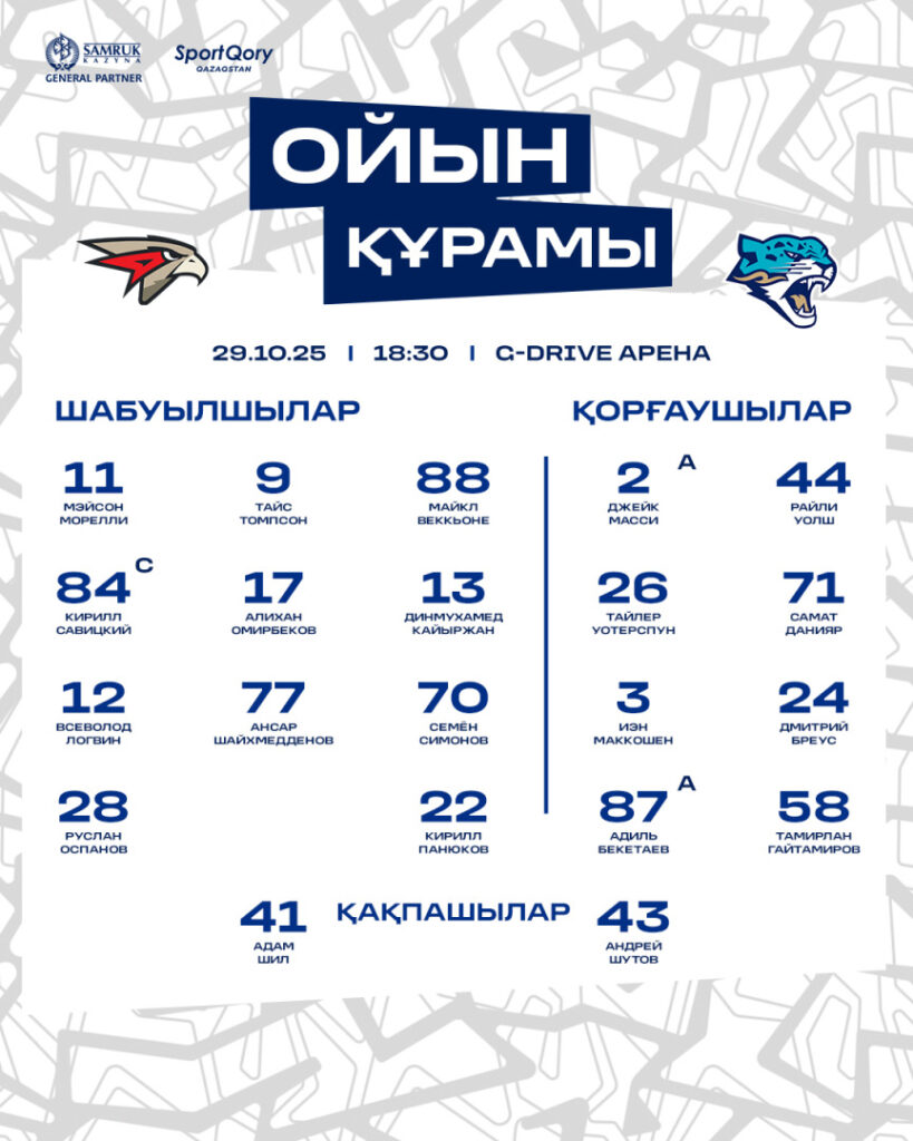 Иллюстрация — «Барыс» объявил состав на матч с «Авангардом»