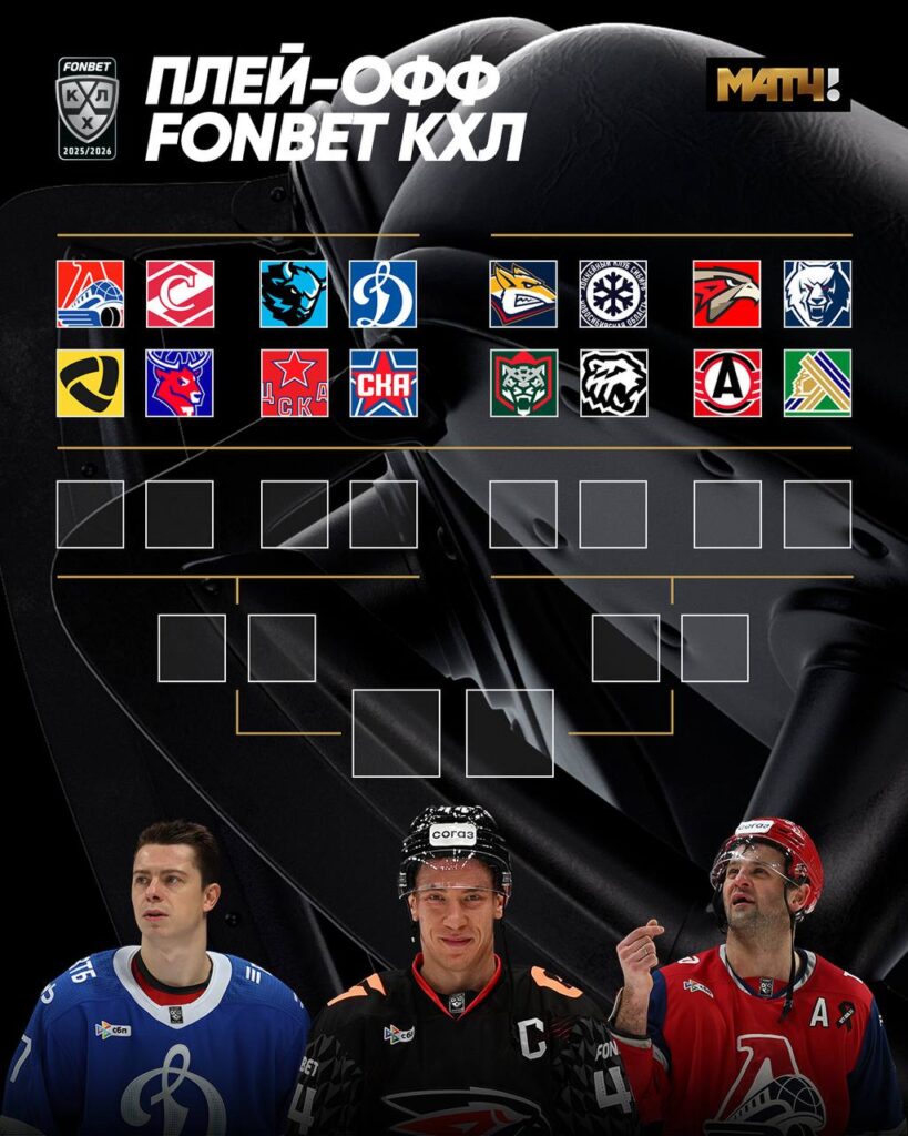 Стали известны все пары первого раунда плей-офф КХЛ